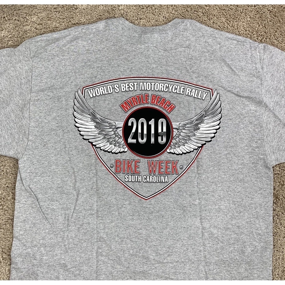 Spring Bike Rally 2019 Gray T-Shirt 2XL Myrtle Beach SC Worlds Best Motorcycle